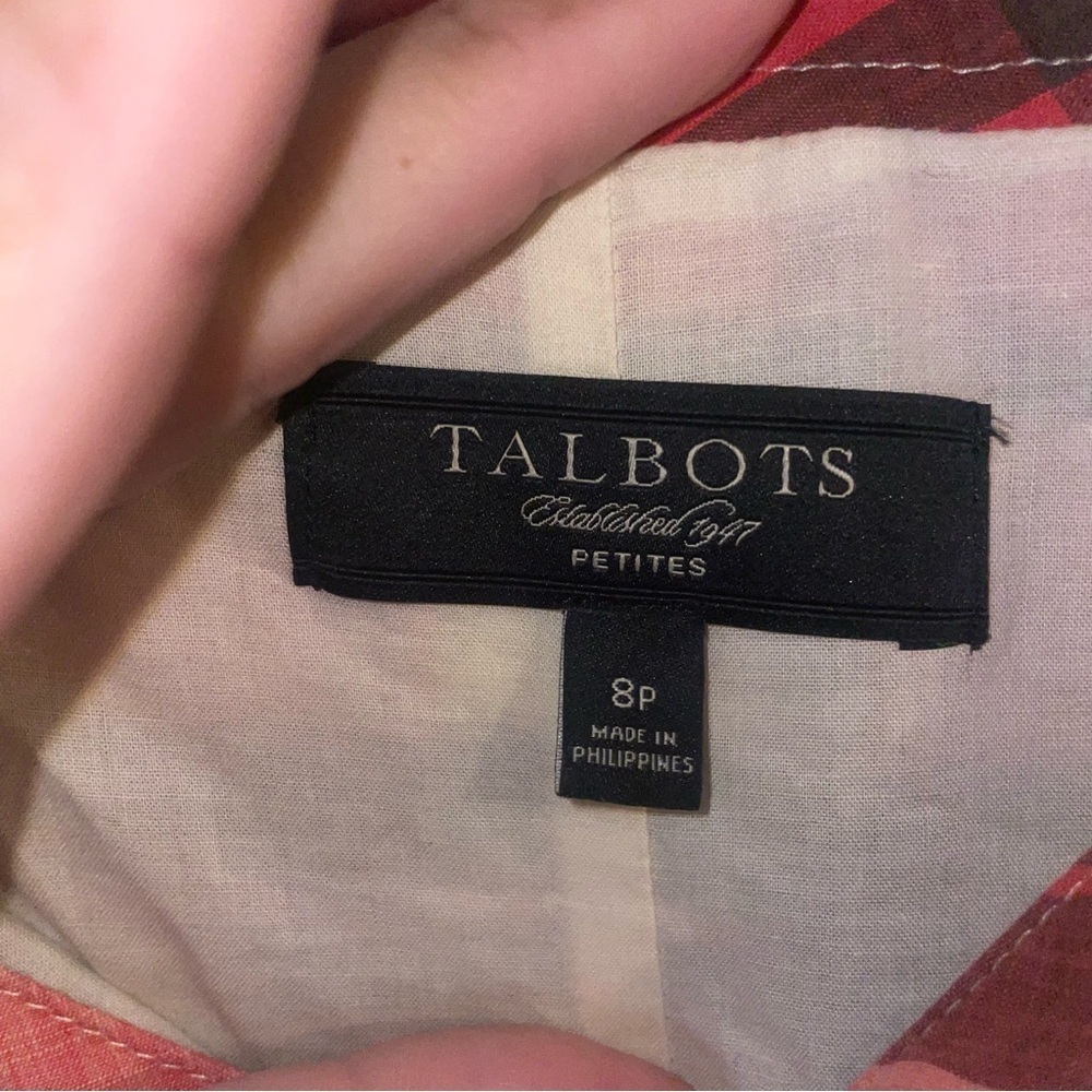 Talbots Ivory Brown Sienna Plaid Aline Skirt Size 8 Petite - Picture 4 of 5
